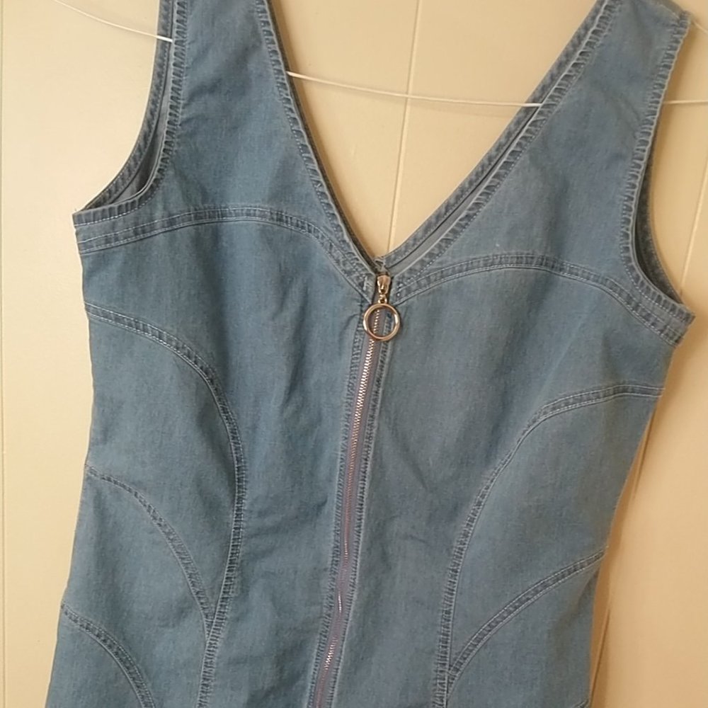 QED London denim zip through dress